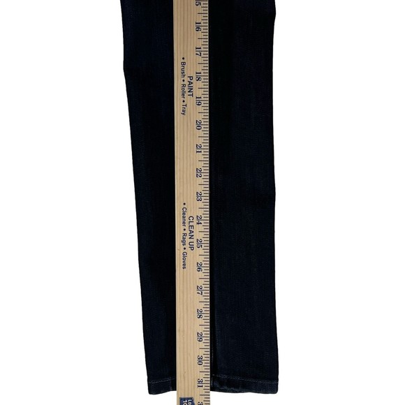 Bebe Premium Denim Skinny Jeans Dark Wash Gold Embroidered Monogram Women Sz 29 - Picture 9 of 12